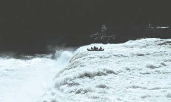 Over a waterfall