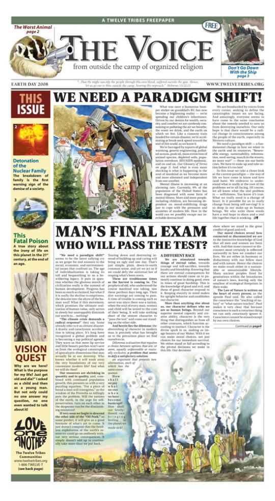 newspaper sheet with sinking ship, rock climber, nuclear explosion, and badger with pistol