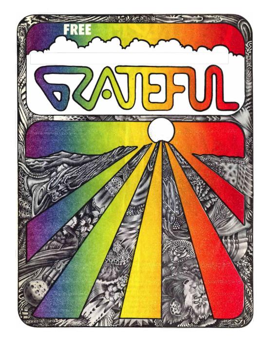 psychedelic rainbow and grateful dead imagery