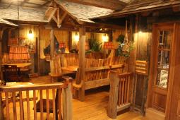 Wooden booths and tables